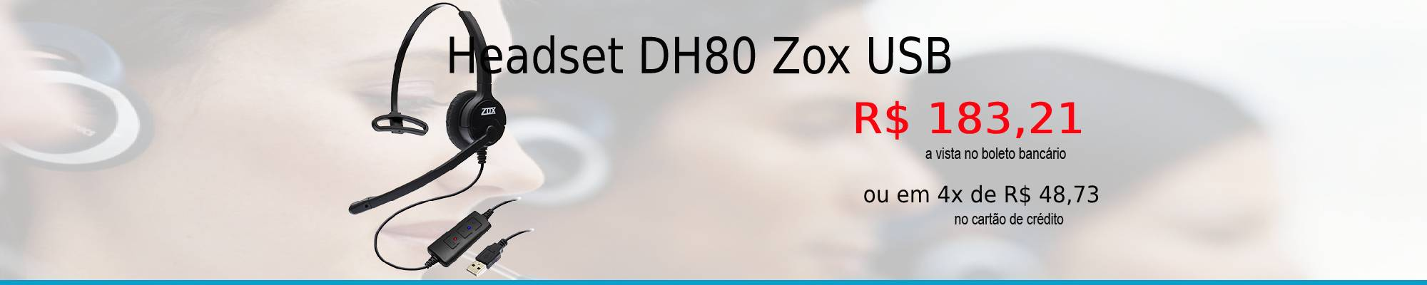 Headset USB VoIP DH-80 Zox com cancelador de rudo