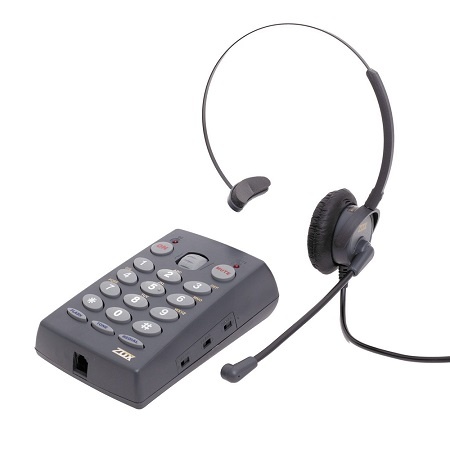 Telefone Headset TZ30 Zox Base TS-40 com Headset HZ30 Tubo de Voz Flexivel